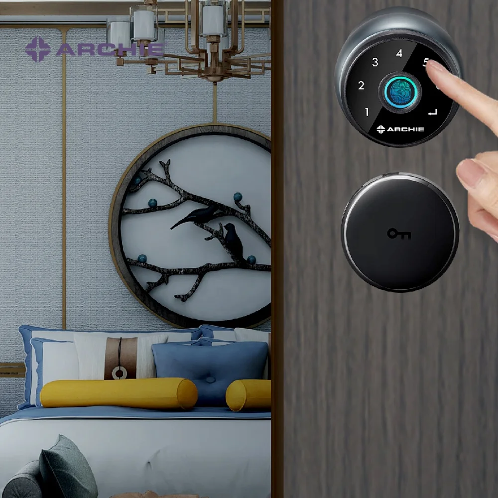 ARCHIE Fingerprint Password Key Cylindrical Serrure Intelligente Electronic Smart Door Lock