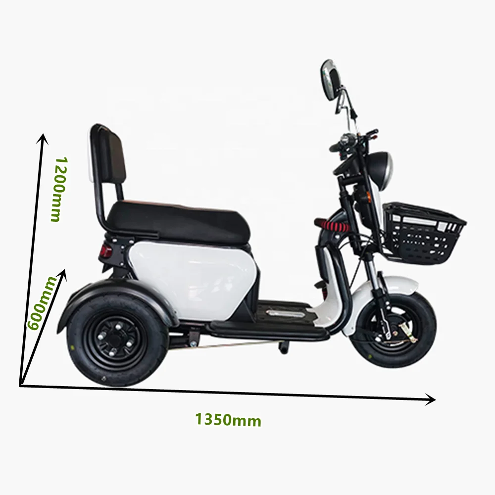 500W 25KM/H 10inch cheap Simple shopping three wheel moped adult obese old people travel stable electric tricycle with basket