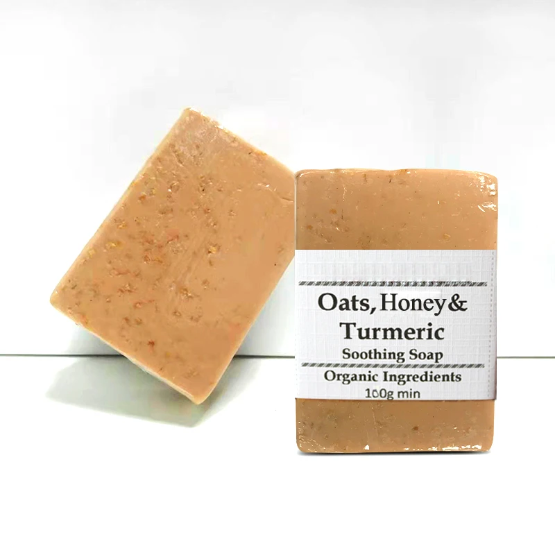 Private Label 100% All Natural Turmeric Honey Oatmeal Soap Herbal Whitening Handmade Glycerin Soap