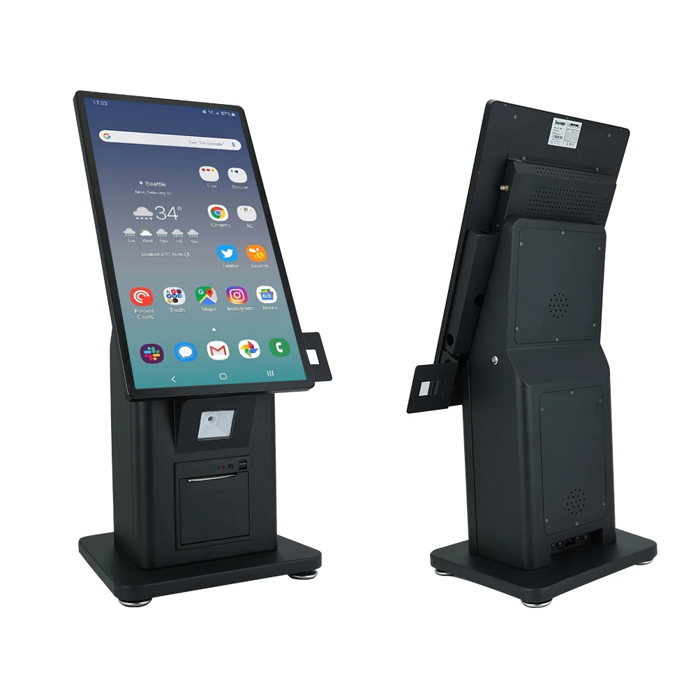 Payment kiosks 21 inch touch screen terminal interact self service kiosk with thermal printer 1D / 2D scanner POS holder