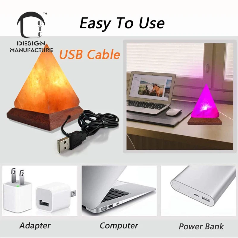 Supplier hot sale yoga hand carved mini pyramid Himalayan salt lamp with wooden base