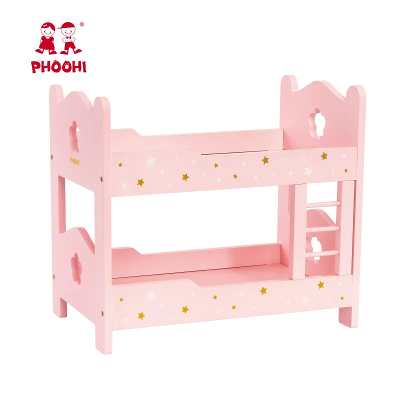 Kids Pretend Role Play Baby Wooden Doll Bunk Bed Doll House doll furniture for kids wooden toys