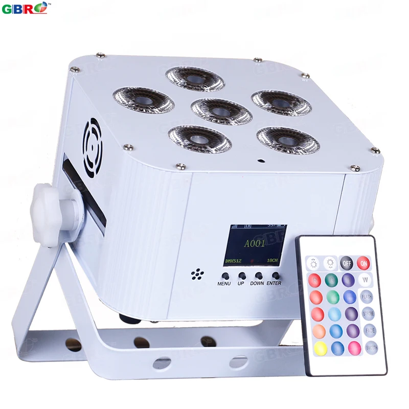 GBR-BP661 6x18 Вт беспроводной dmx батарея мощность rgbwy УФ 6in1 led par горшок света
