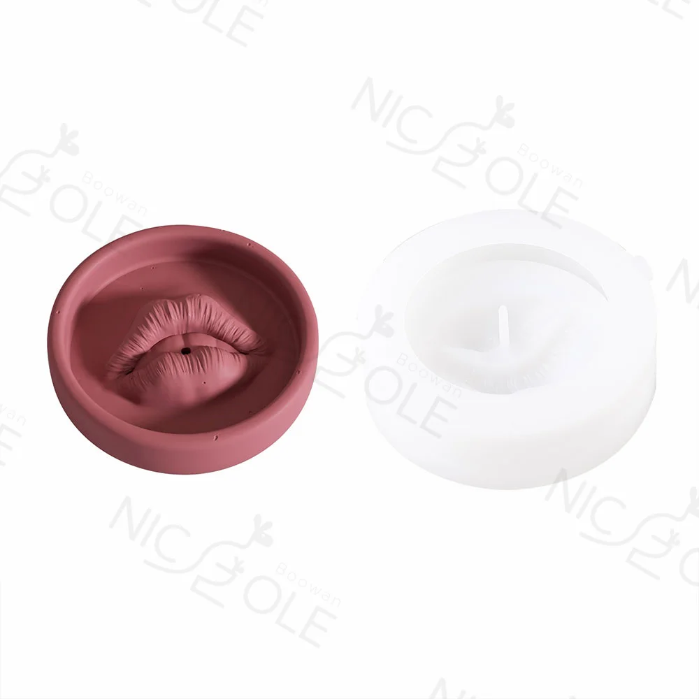 Wholesale Custom Concrete Cement Incense Stick Base Molds Lip Shape Incense holder Silicone Mould