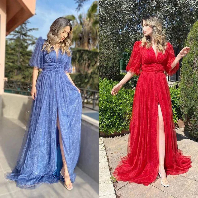 Sexy Lace Long Sleeve Prom Wedding Dress Backless Dress New Swing Skirt quinceanera dress