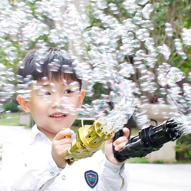 Summer Hot selling Outdoor Products Electric Bubble Gun 8 Holes Gatling Blaster Bubble Gun Toys