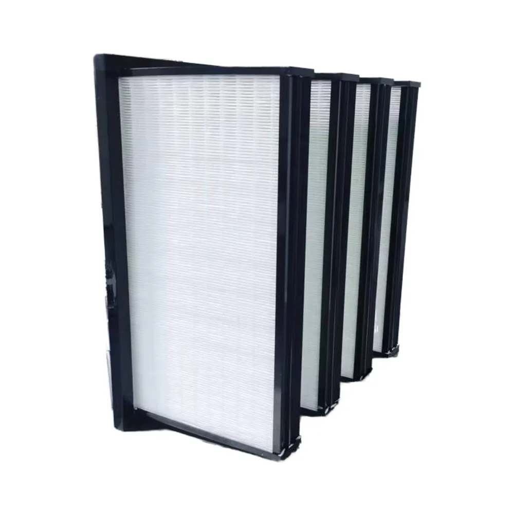 Customizable no protective net F6  ABS Plastic Frame Air Filter  V-type HEPA Efficiency air filter in China for air protection