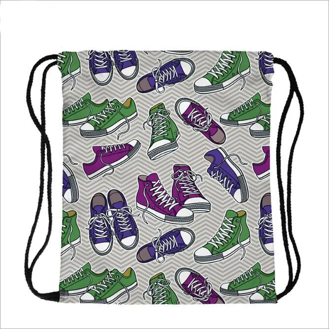Custom Shoes Printing Drawstring Backpack Bag  Polyester Sports Pack Bag for Traveling Sport