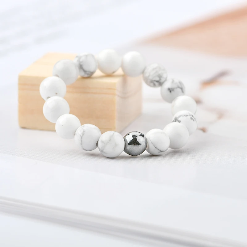 Natural Amethyst Black Onyx  Adjustable Minimalist Rings handmade creative 4mm crystal bead elastic ring