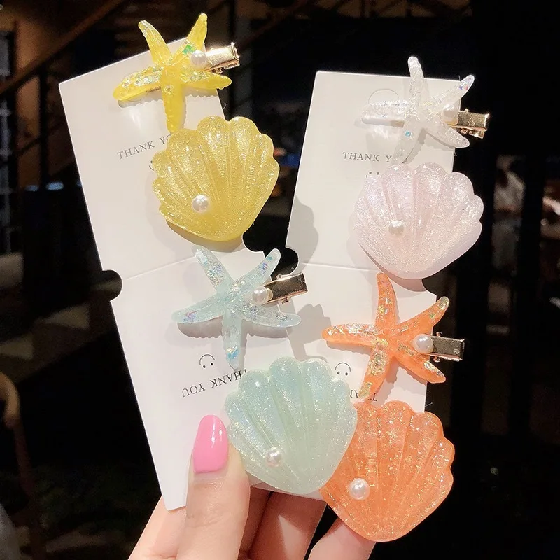 Girls Hairclip Wholesale Lovely Seashell Starfish Hair Clip Set