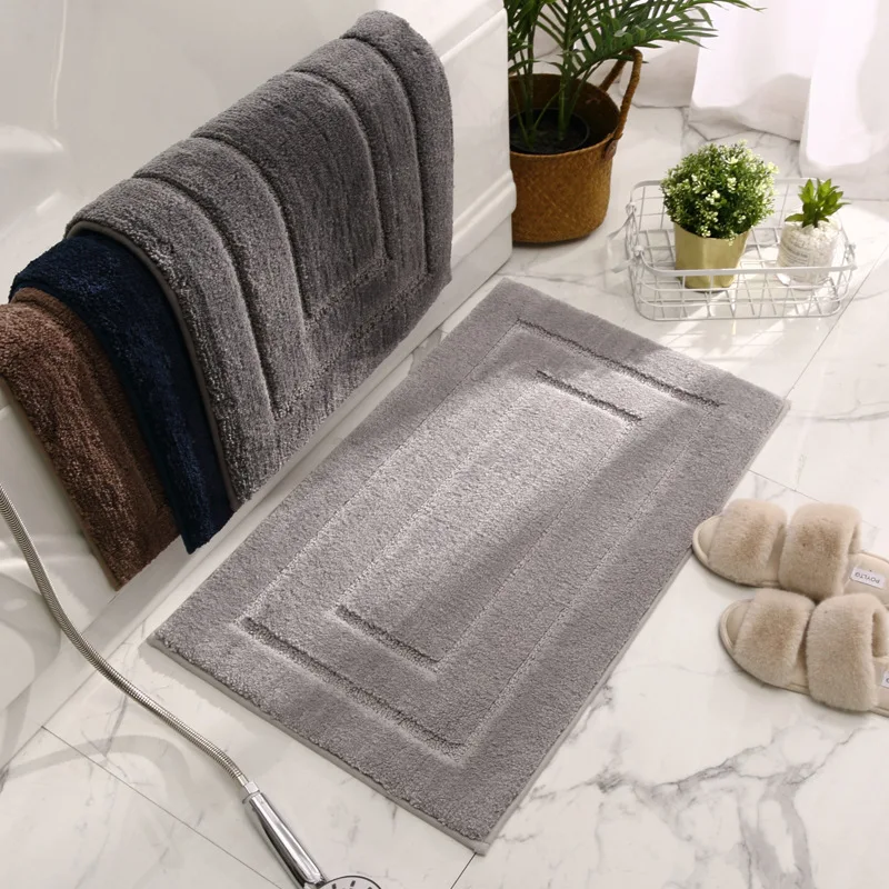 Reliable Factory Low Moq Thickened Back-shaped Gray Brown Color Absorbent Non-slip Foot Floor Bathroom Rug Mat