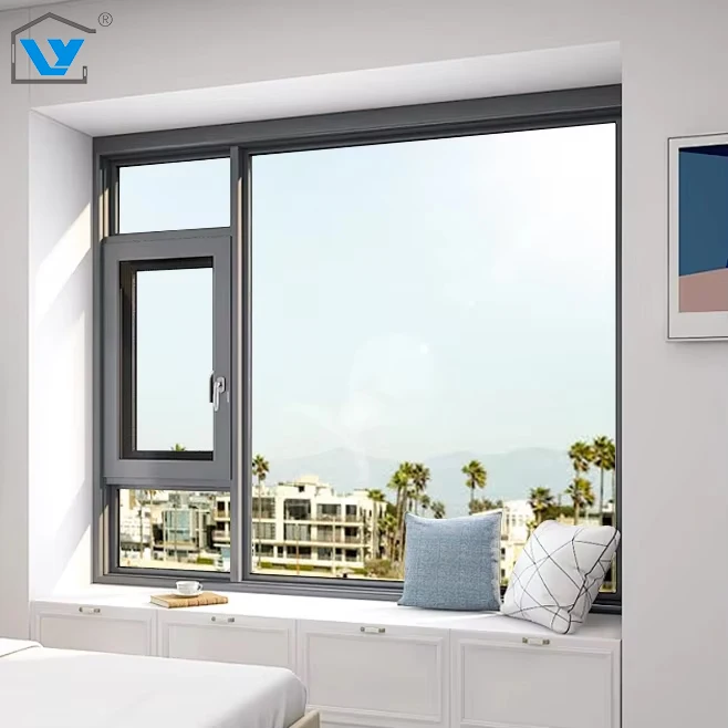 Double tempered glass aluminum alloy ultra-thin casement window horizontal opening impact resistance thermal breakage