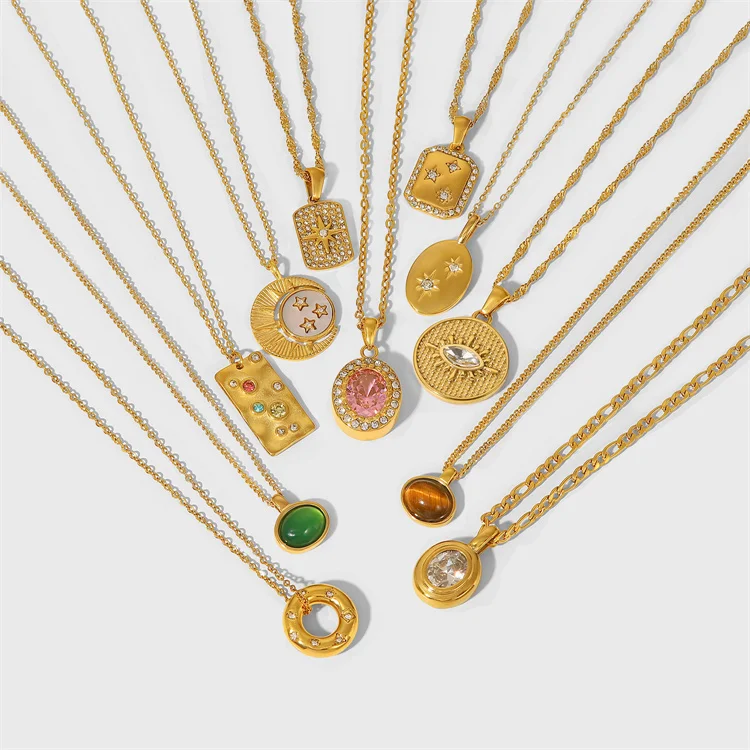 Fashion crystal stainless steel jewelry natural stone custom women jewelry