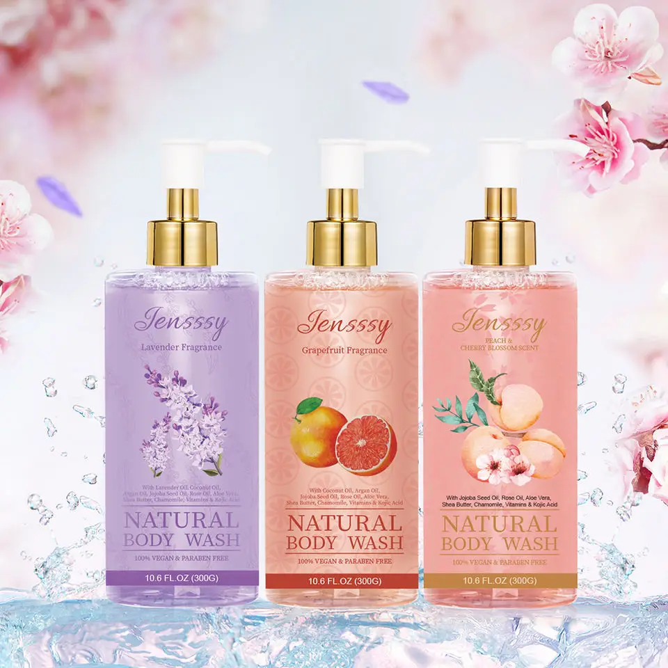 Shower Gel Vegan Body Wash 300g Natural Fragance Bath Gel Wholesale Nourishing Foaming Gel Aloe Vera Chocolate Lavender Rose