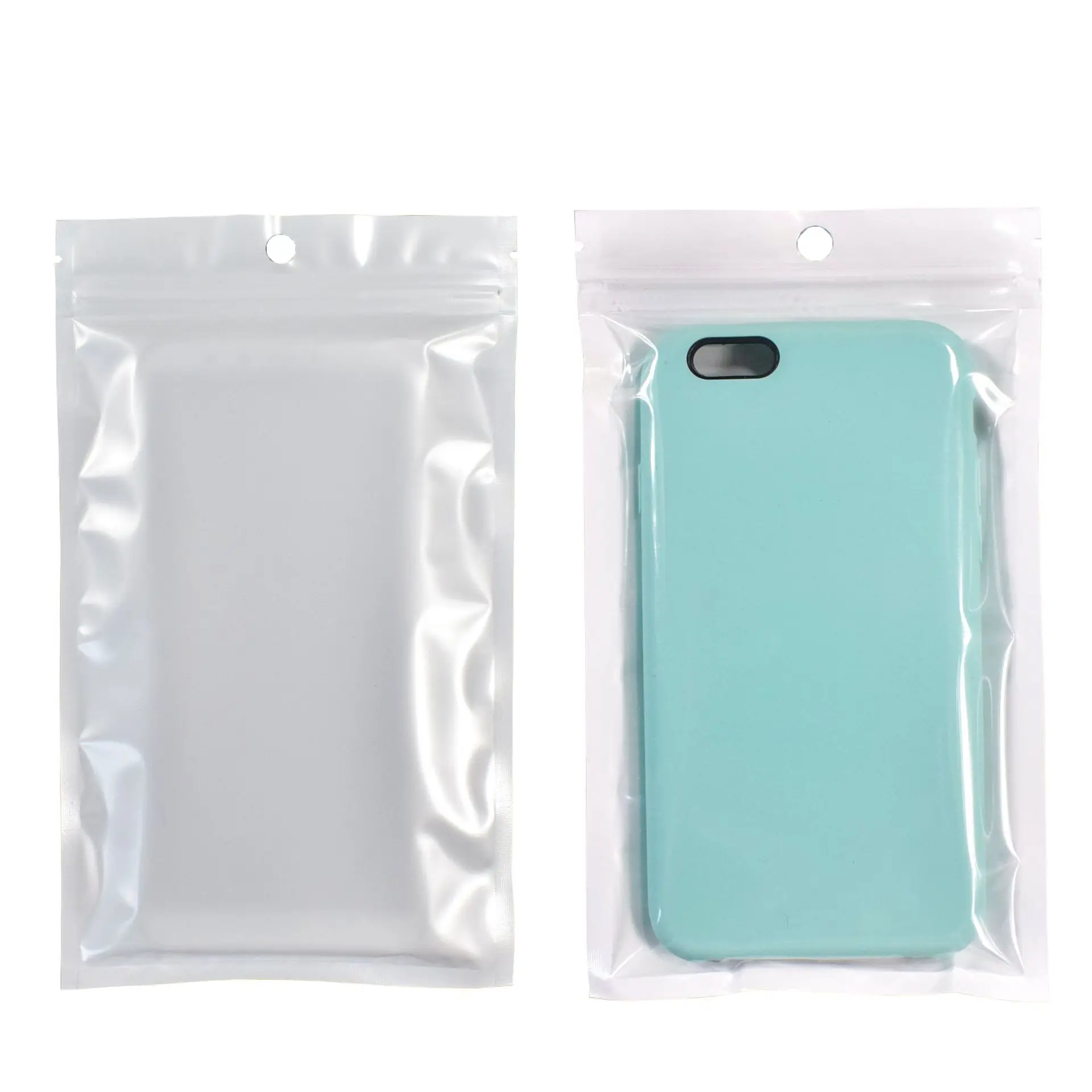 Laser Black Plastic 3C Electronic Products Zipper Bag With Clear Window Earphone And Data Cable Packaging Bag