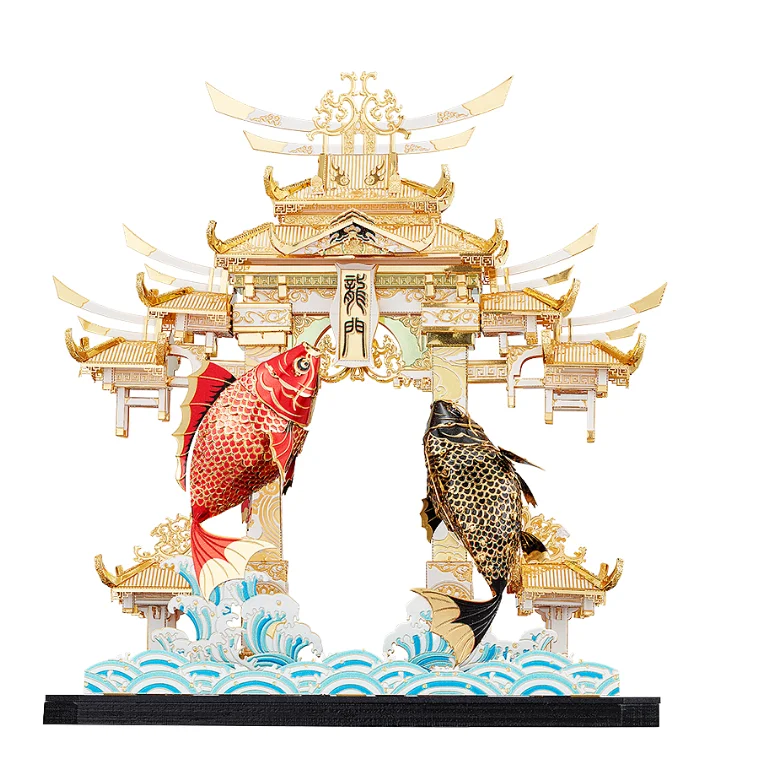 
Chinese mythology diving dragon gate 3D color metal model assembled gift 