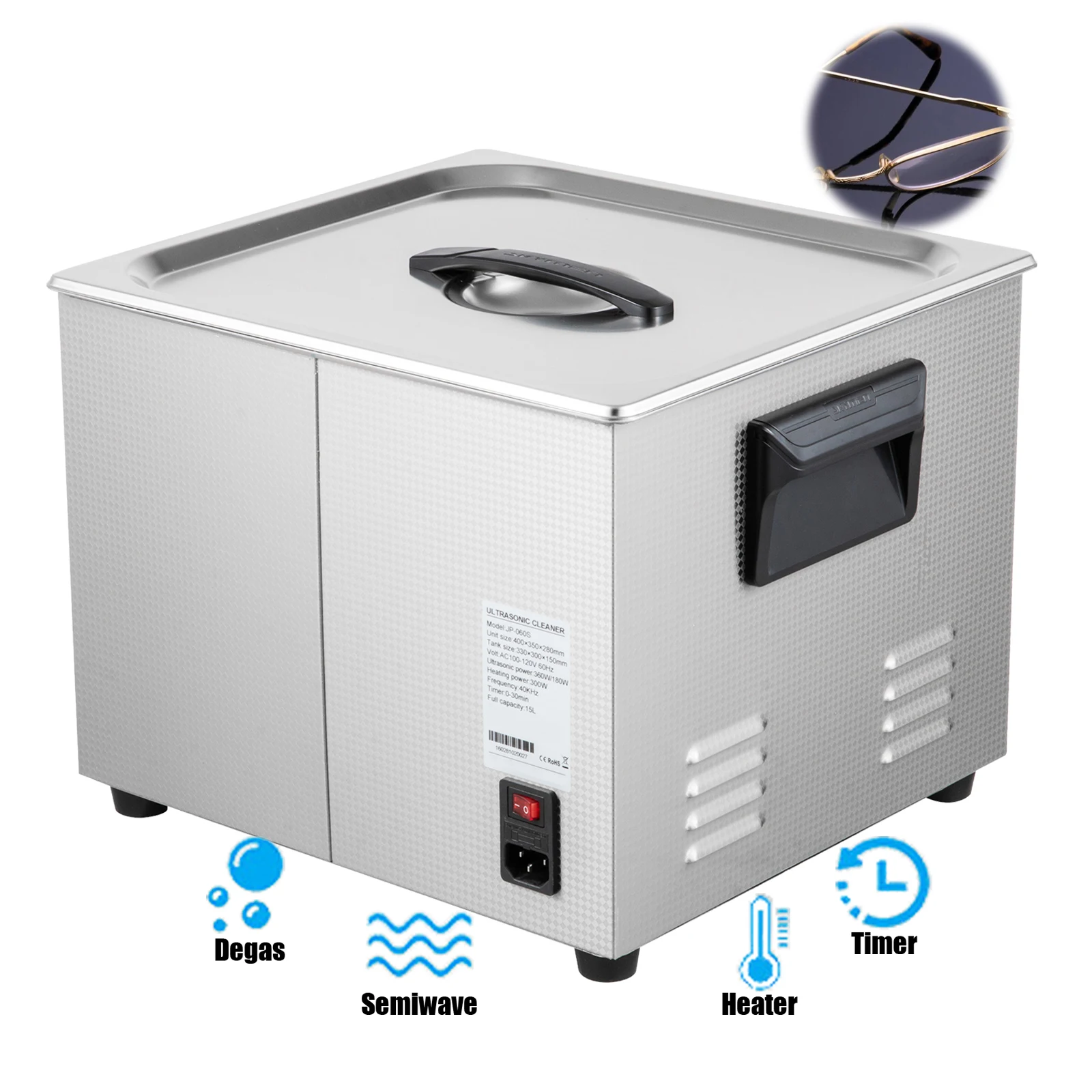 Промышленный Ультразвуковой очиститель с австралийской/американской вилкой, ультразвуковая машина 15 л, цифровой ультразвуковой очиститель для чистки протезов