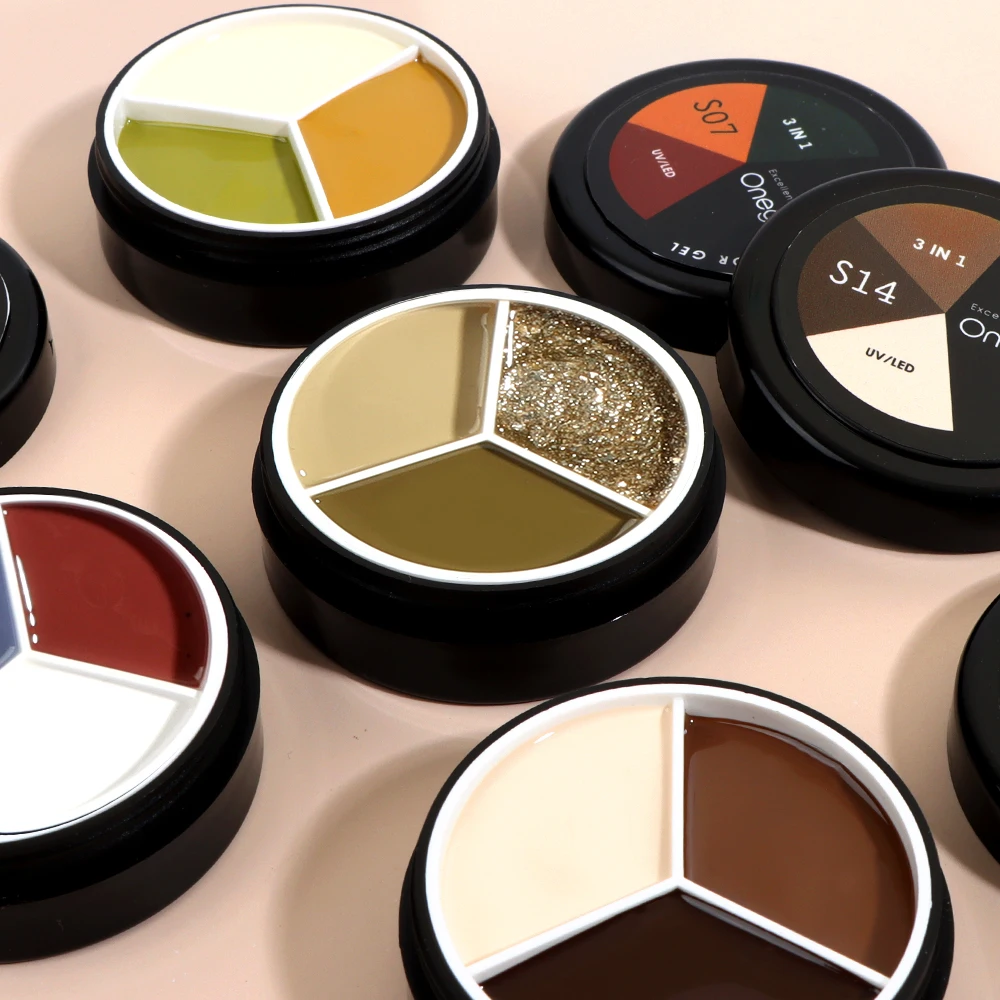 2022 New 3 Colors In 1 Non-Flow Solid Pudding Cream Gel Nail Polish Gillter Pudding Paint Gel