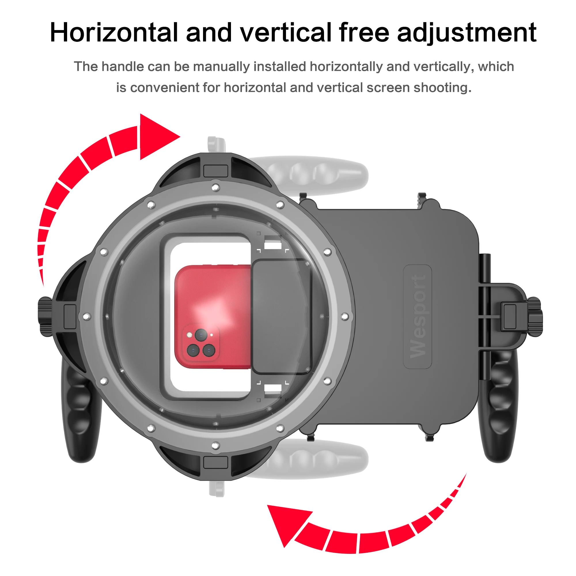 High End Wholesale Universal Waterproof Underwater Dome Diving Phone Case With Dual Handle Holder for IPhone 13 Pro Max Samsung