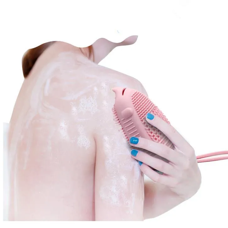 bathing with gel towel scrubber bath massage body silicone bath brush