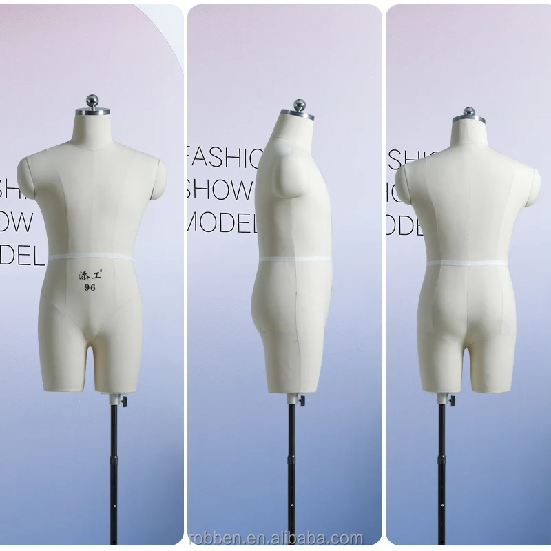 Pinable Sewing Dress Form Mannequin Plus Size male half body Torso Mannequins with Adjustable Height Standing For Clothing