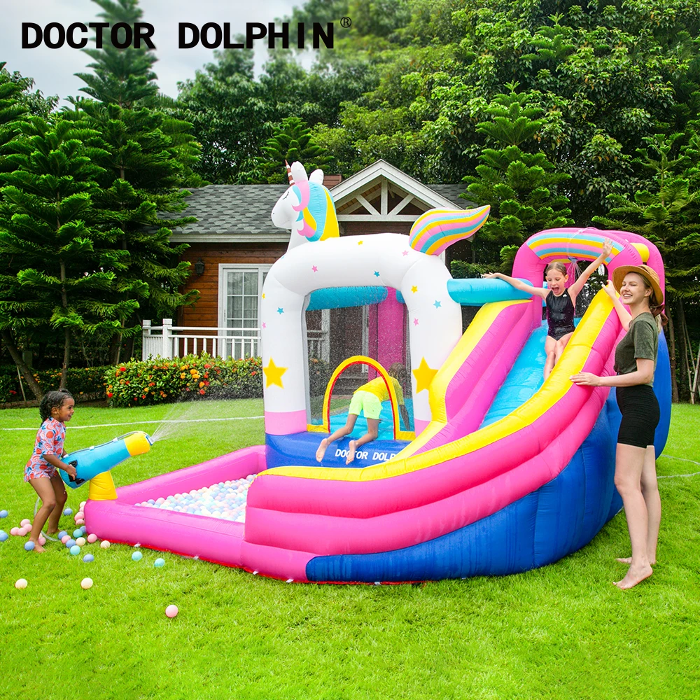 Outdoor Playground Home Use Inflatable Unicorn Bouncy Castle Jumping Bouncer  House with Slide Inflatable Toys for Kids