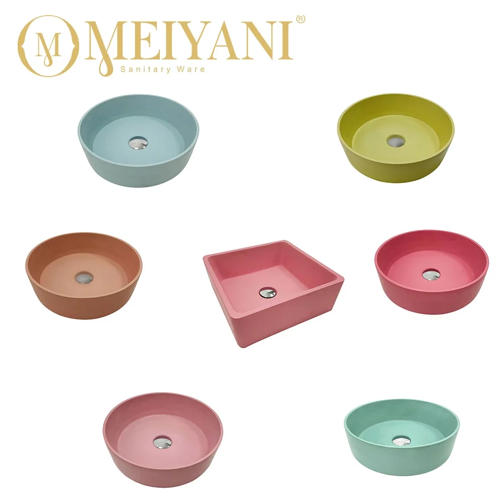 A Variety Of Colors High Quality Round Wash Basin Bathroom Cement Sink