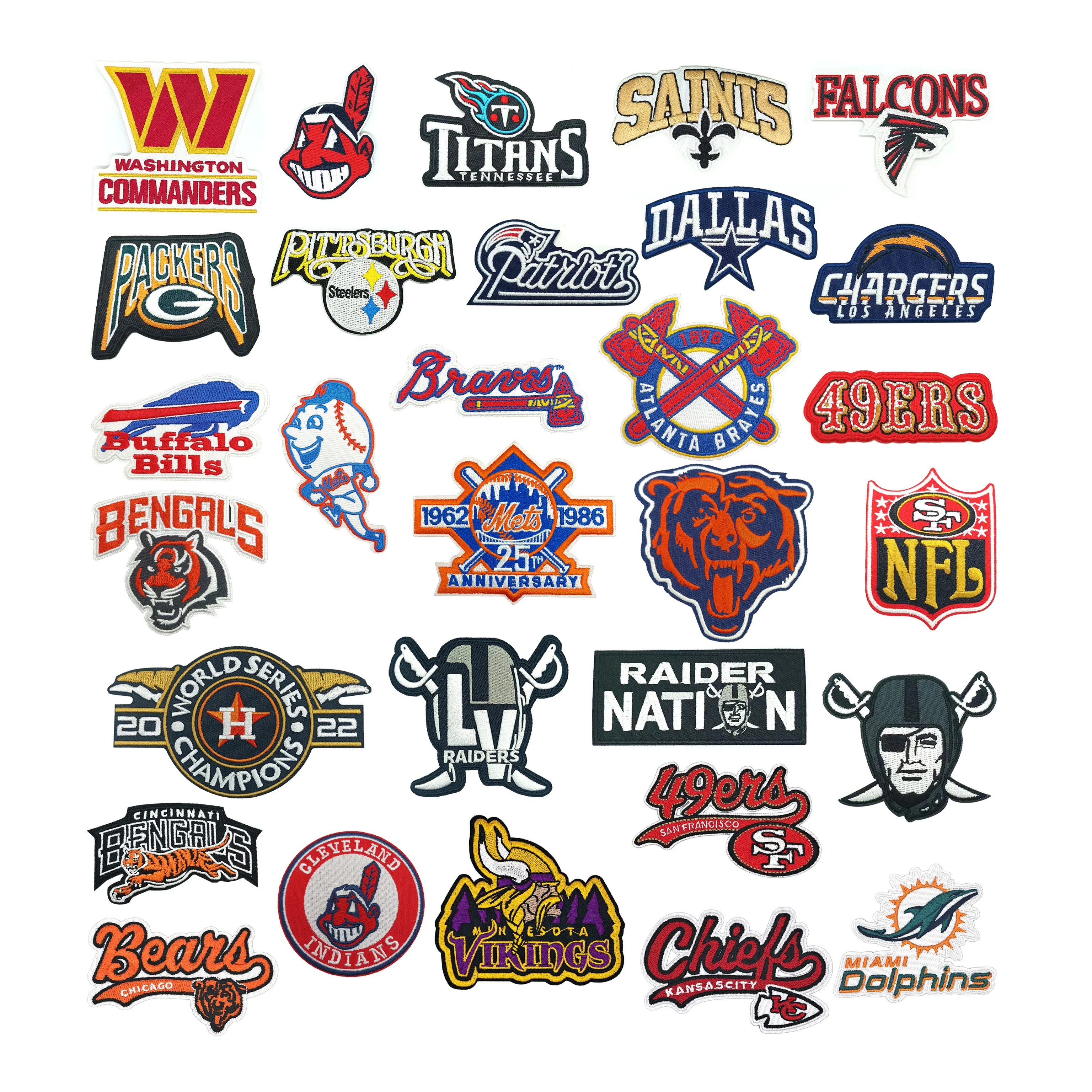 American Football Champions League Team Baseball Team LOGO Handmade Embroidered Iron-On Patches Sports Applique Patches