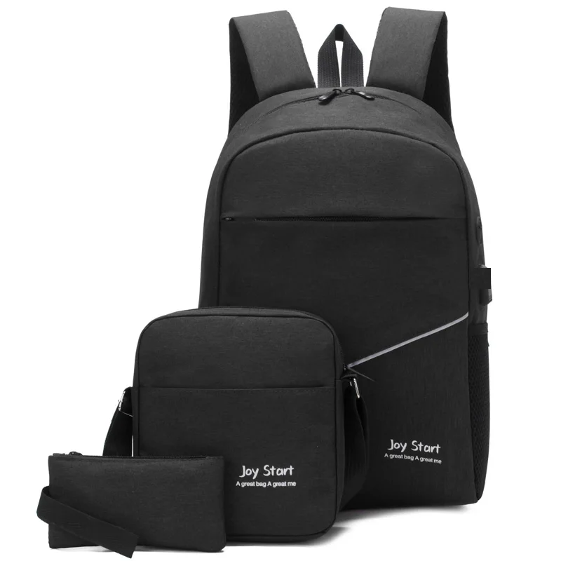 Wholesale Good Quality Unisex 3 Pcs College Student School Bag Set Laptop Backpack With Single Shoulder Bag
