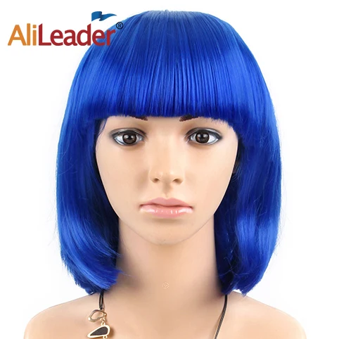 AliLeader Wholesale Multicolor Short Bob Cosplay Wigs Shoulder Length 23 Colors 12 Inch Synthetic Natural Straight Women Bob Wig