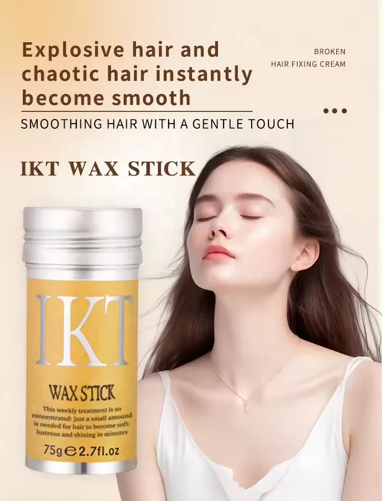 IKT Custom Logo Hair Wax Stick Alcohol-Free Hair Styling Wax Smooth Frizziy Edge Control Hair Wax Stick