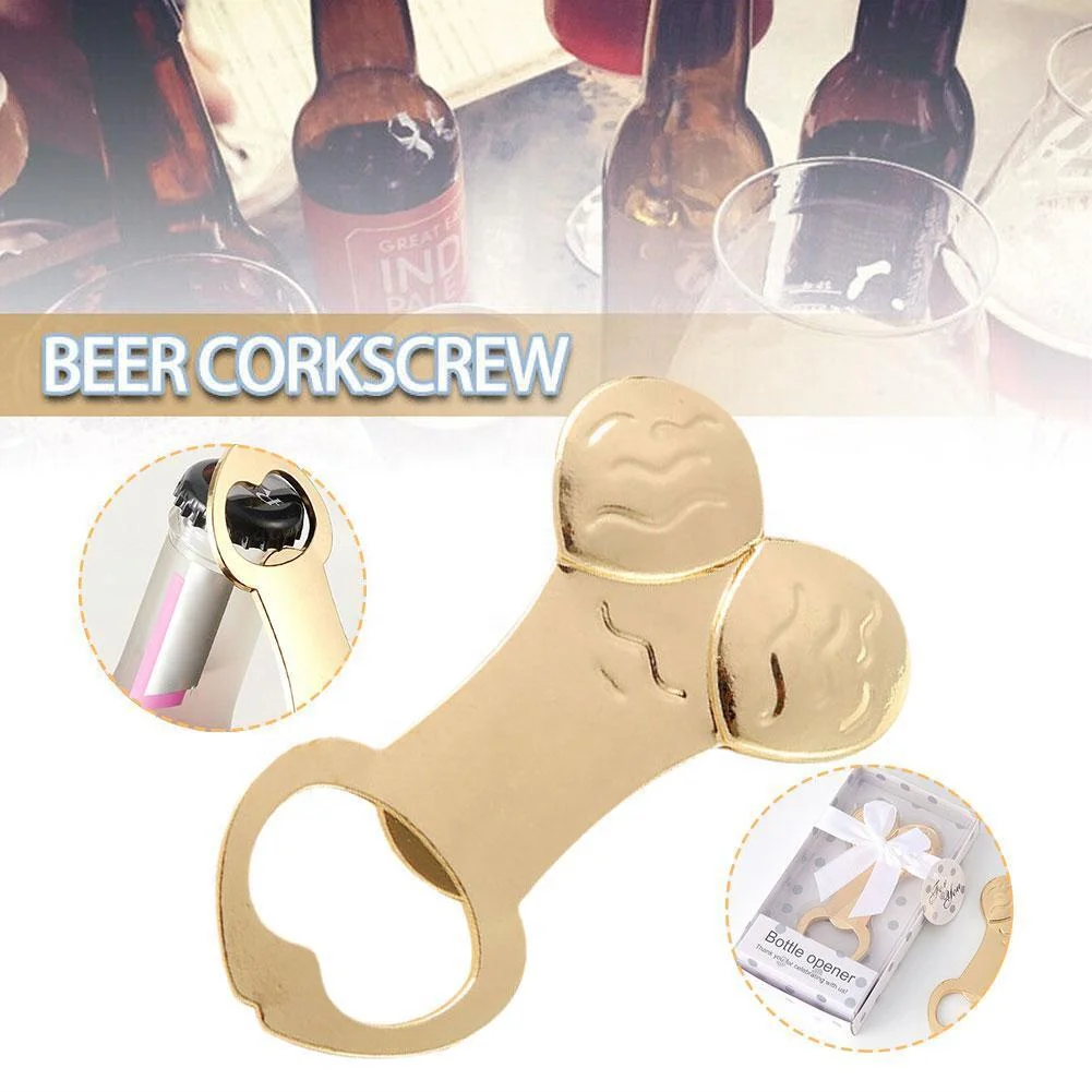 Creative Golden Plated Bottle Opener Bachelorette Favors Gifts Penis Shaped Bottle Opener For Guests