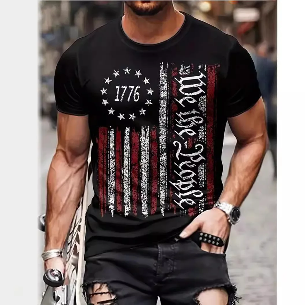 men t-shirt american 1776Shirt men american Flag Patriotic Short Sleeve Independence Day custom OEM/ODM pullover t shirt for men
