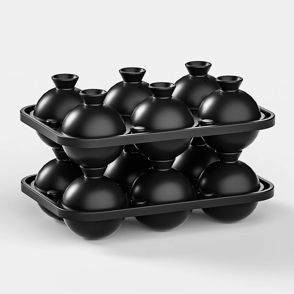 Hot Selling New Product Bpa-Free 100% Food Grade Silicone 3D Diamond 6 Cavity Ice Tray Mold Built In Funnel