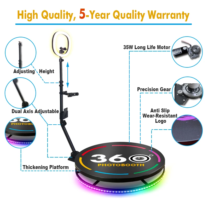 High Quality Camera  360 Degree Video Photobooth Machine Ring Led Light 360 Photo Booth Machine Automatic For Party