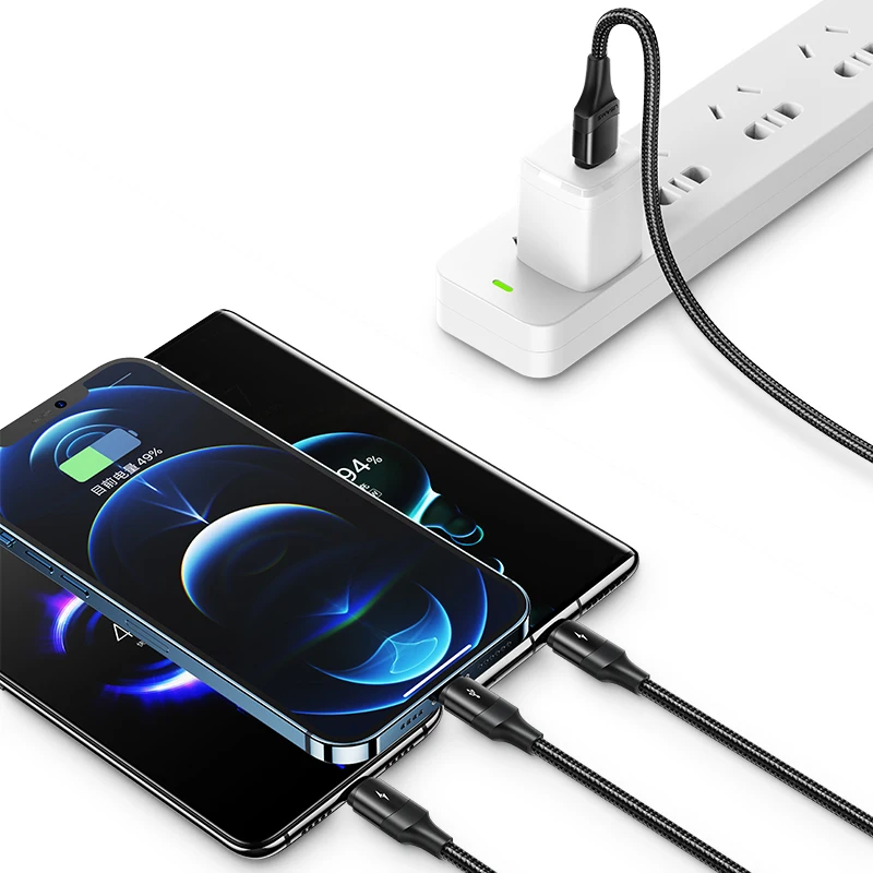  USAMS оптовая продажа алюминиевый сплав Плетеный зарядный кабель Usb 1 2 м 3