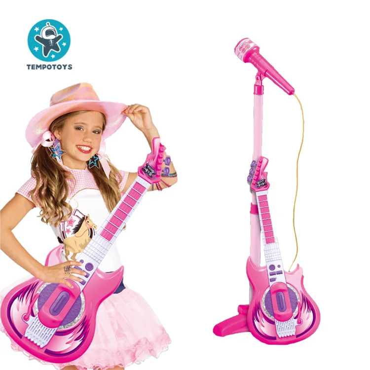 Tempo Toys Kids Guitar With Microphone Set Girls Kids Musical Instruments Guitar Music Toy Karaoke Machine For Kids