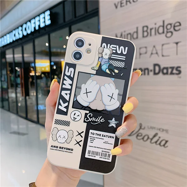 Straight edge TPU transparent soft case side design is suitable Cartoon for iPhone phone case fashion phone case