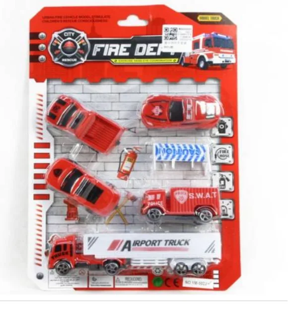 Kids 1/64 Alloy Diecast Truck Toy Diecast Trailer Fire Truck Model Car Toy