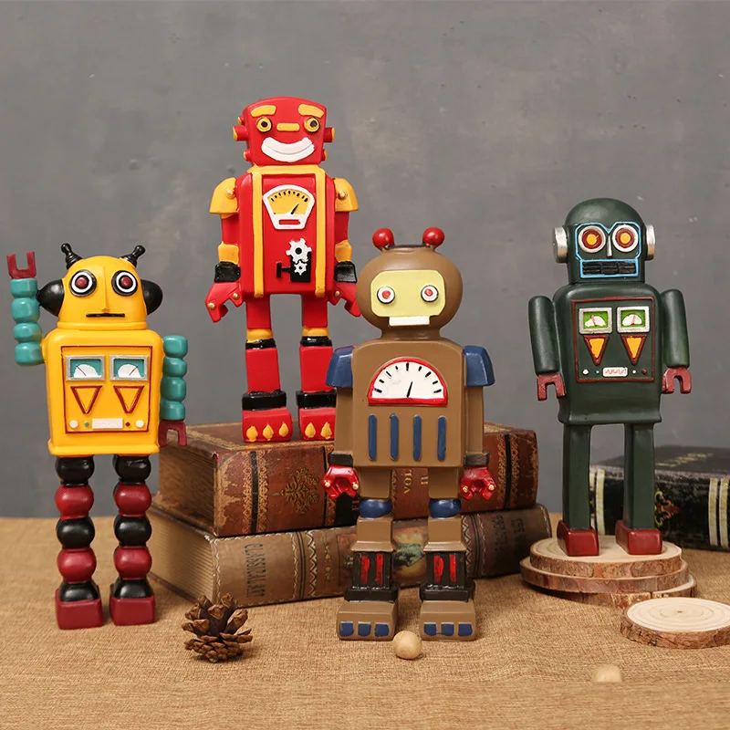 Retro Robot Home Decoration Tinplate Vintage Toy Robot Sculpture for Table Decoration Adornment Decorative Robot
