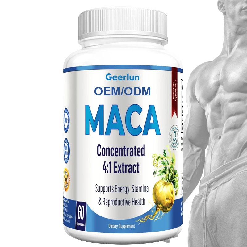 Hot Sale 100% natural maca root extract for men energy Herbal Supplement Ginseng Maca Capsules