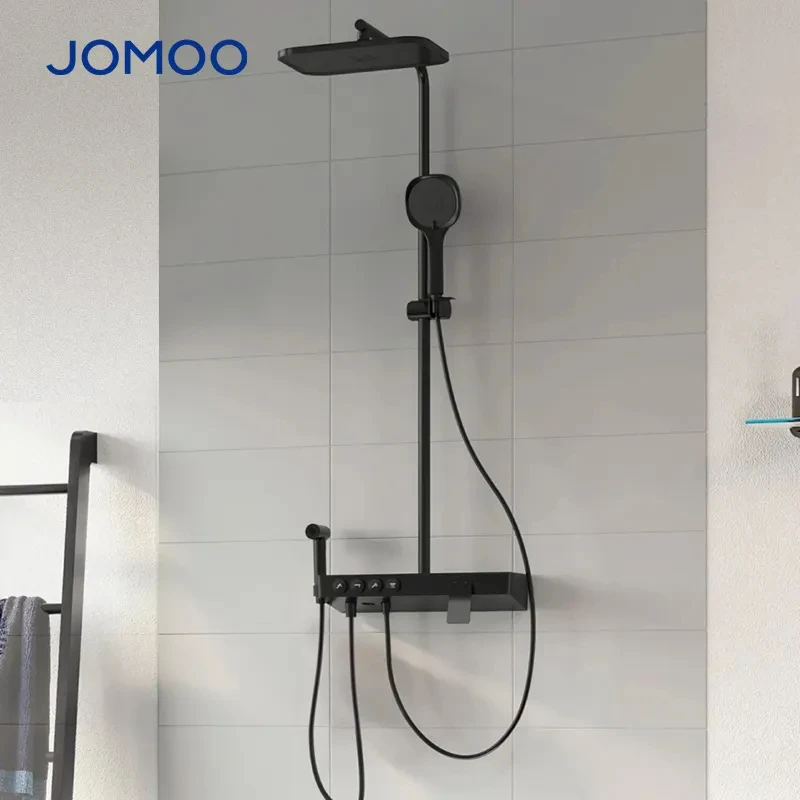 Jomoo Automatic Descaling Shower Mixer Large Storage Rack Multi-function Rainfall Shower Set With Shattaf Bidet Sprayer