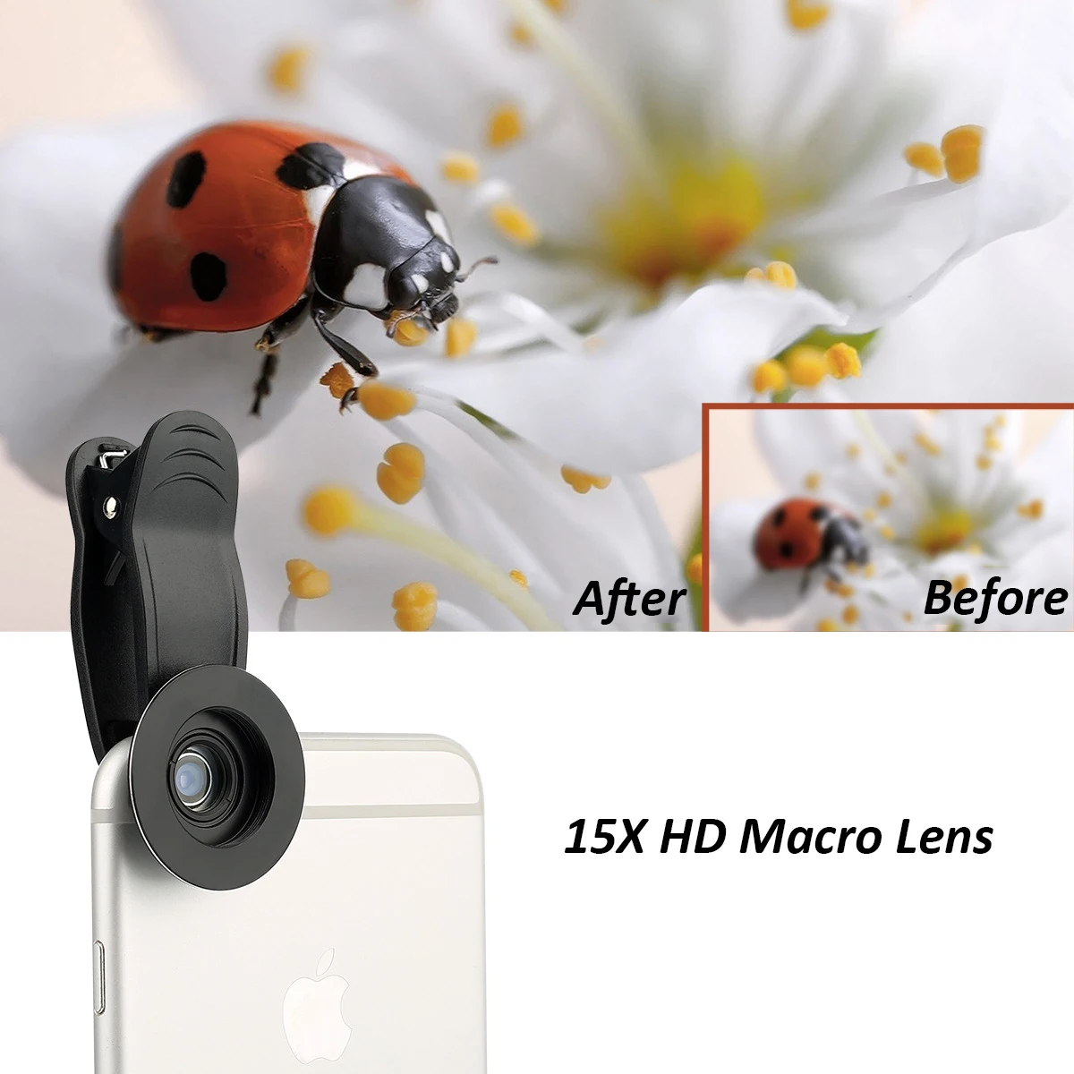 2022 New Design Factory Supply 4K DSLR 2In 1 15x Macro 110 Degree Macro Lens for Smartphone