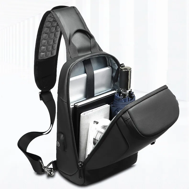 
Tendy Cross Body Bags for Men Chest Crossbody Bags PVC Waterproof Mens Shoulder Sling Bag 