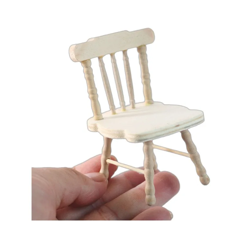 1:12 Dolls Cute Wooden Chair Miniature Furniture Wooden Kitchen Dining Chair for Dollhouse Decori Poppenhuis
