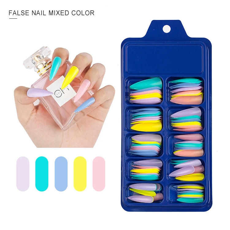 diy custom free clear false nail acrylic press on nails supplies salon false professional colorful wholesale 2021 high quality