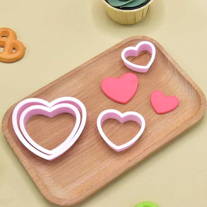 4 pcs heart shape mold plastic mold set cake decoration mold in home kitchen