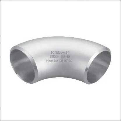 Stainless steel butt-weld elbow 45 degree 90 degree BW LR long radius 90 Degree elbow sand blasting surface