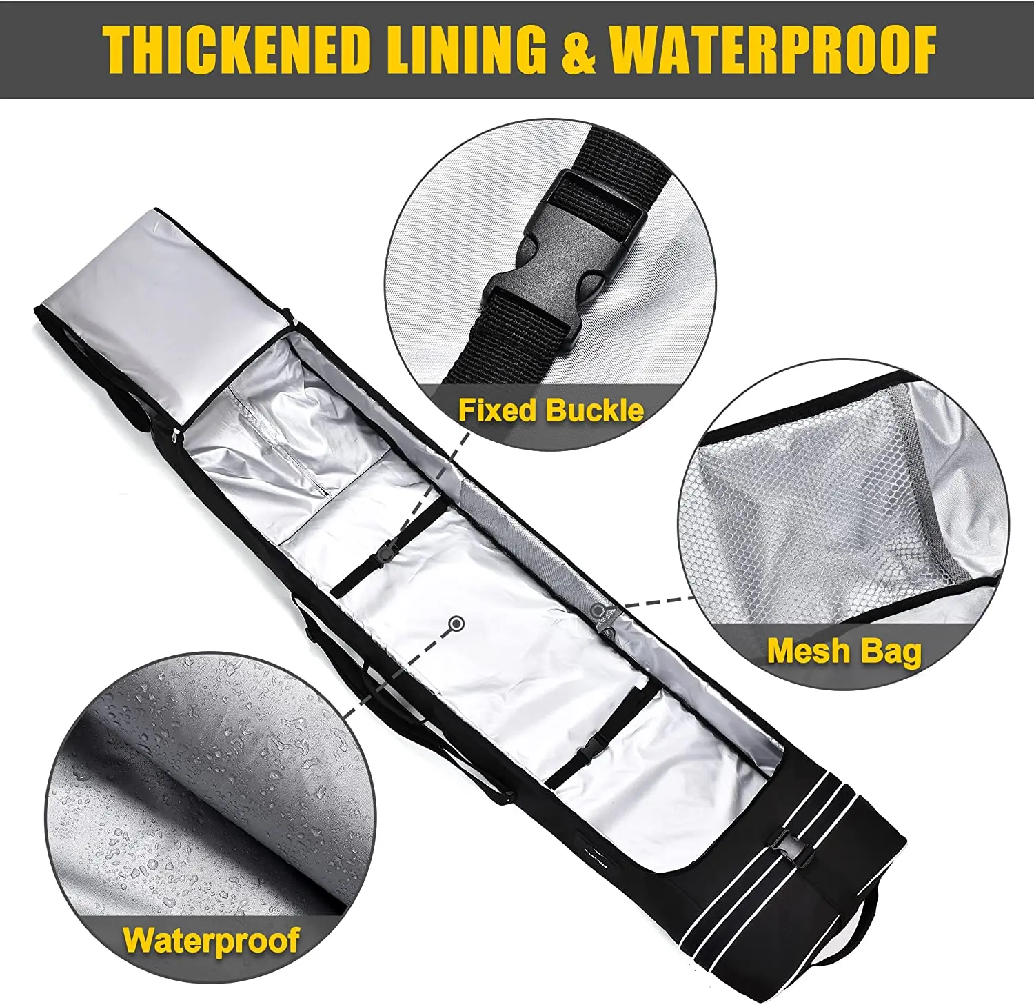 Factory Customized Rolling Double Padded Snowboard Ski Duffel Carry Bag Padded Ski Snowboard Bag with Wheels for Air Travel