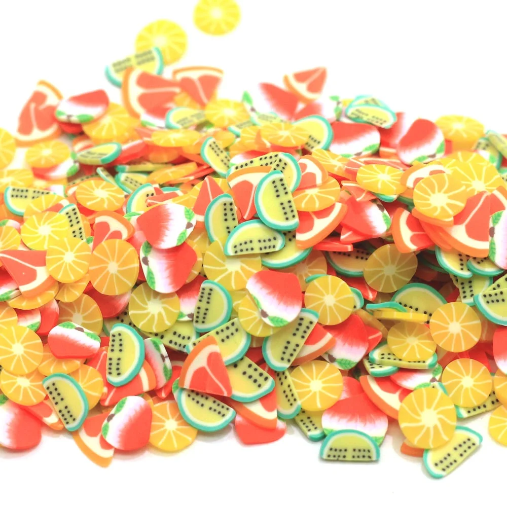 
Fruits Polymer Hot Soft Clay Sprinkles Plastic Mud Particles Peach Lemon Red Pomelo Hami Melon Slice For Diy Craft 